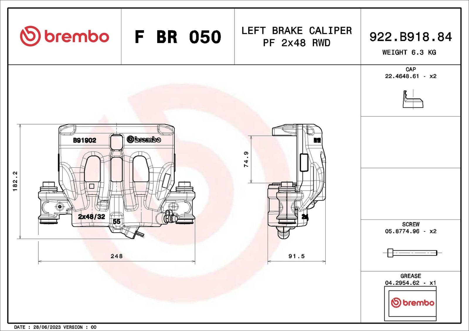 fbr050 Brembo Тормозной суппорт