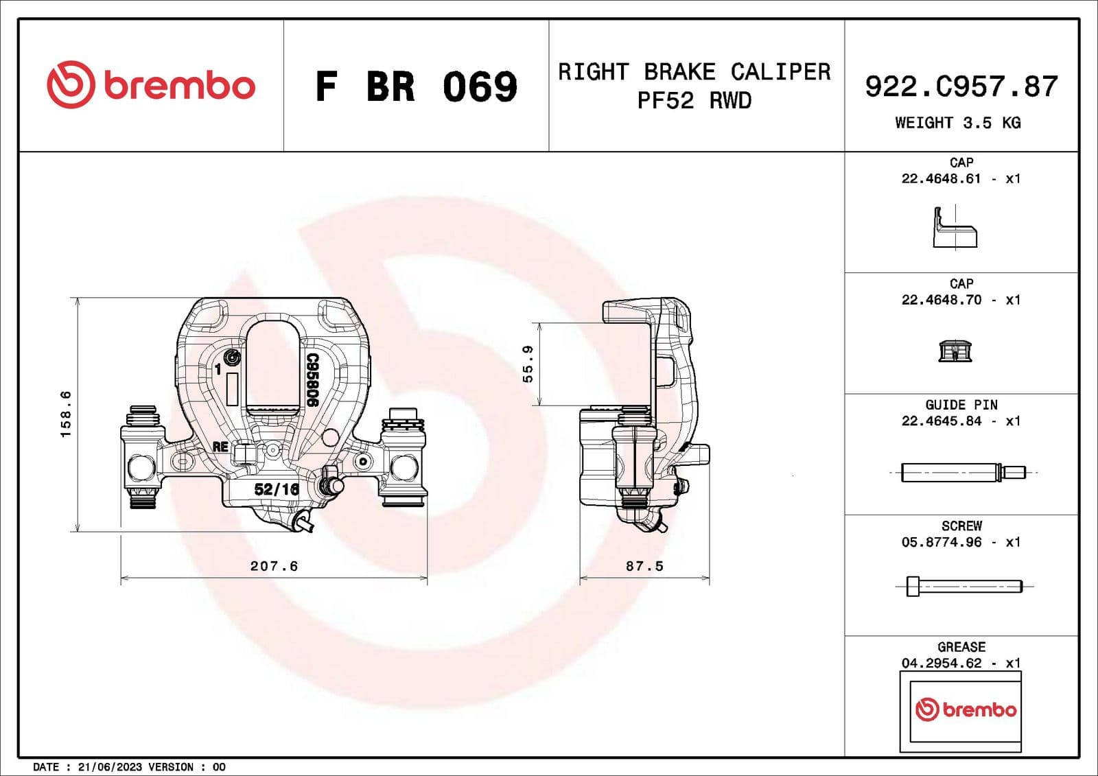 fbr069 Brembo Гальмівний супорт для Mercedes Sprinter