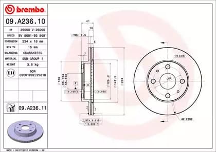 09a23611 Brembo Тормозной диск