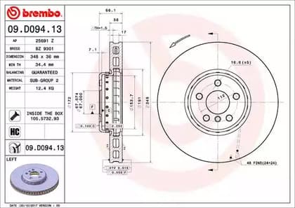 09D09413 Brembo Гальмівний диск
