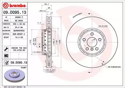 09D09513 Brembo Тормозной диск