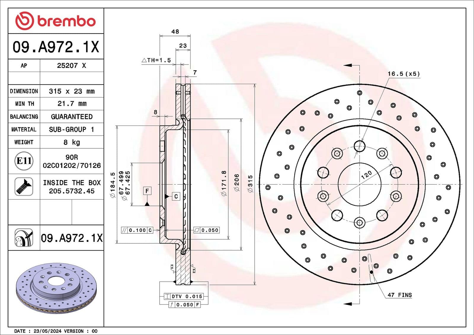 09a9721x Brembo Тормозной диск