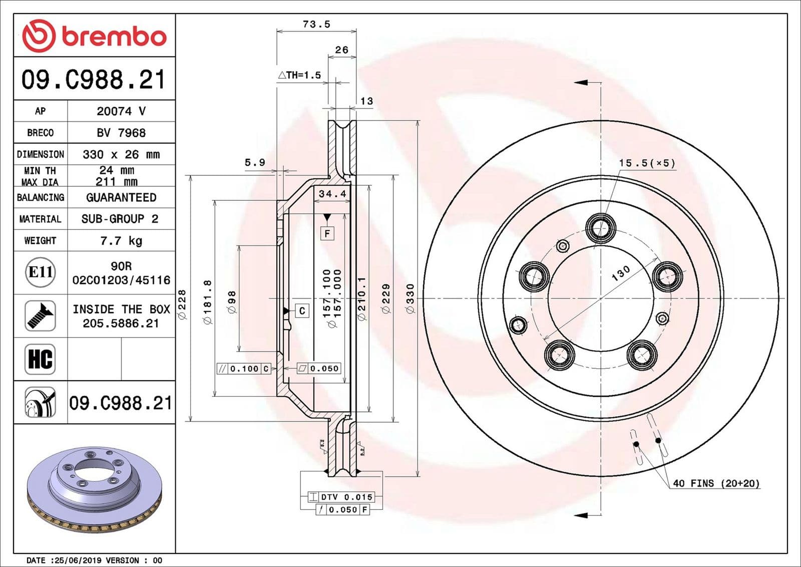 09C98821 Brembo Гальмівний диск для Porsche Cayenne