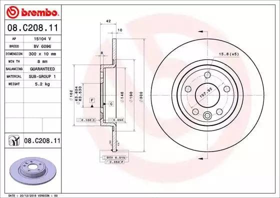 08C20811 Brembo Тормозной диск