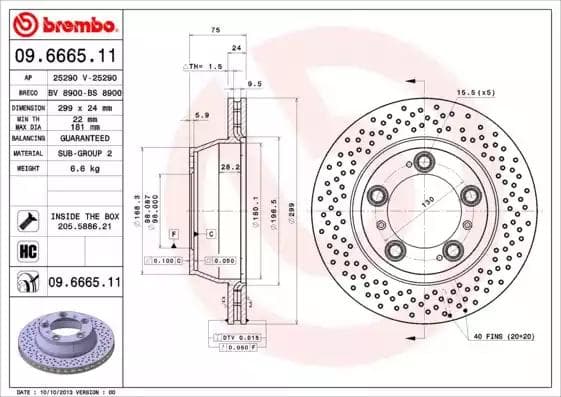 09.6665.11 Brembo Тормозной диск