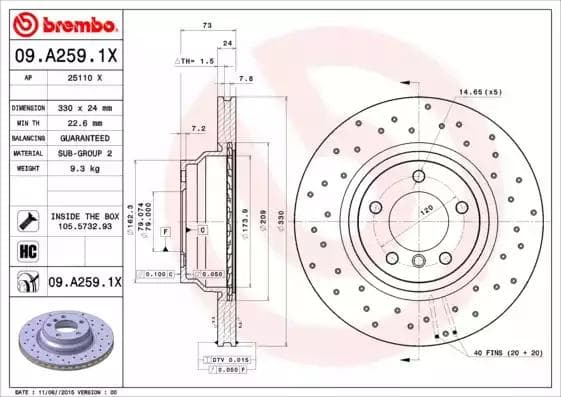 09A2591X Brembo Гальмівний диск