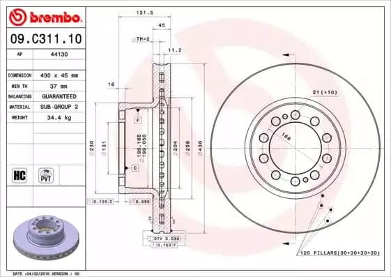 09C31110 Brembo Гальмівний диск