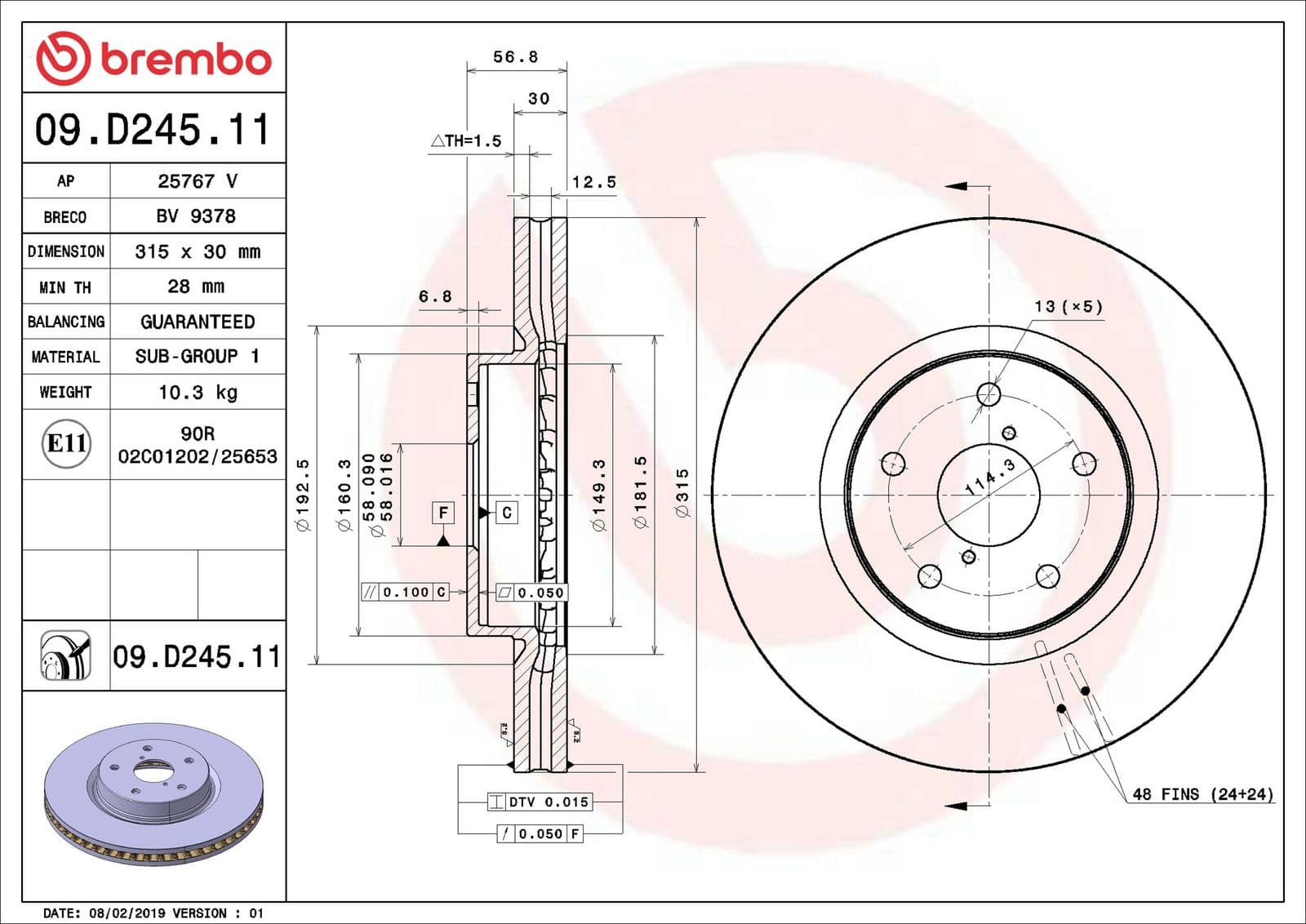 09d24511 Brembo Тормозной диск