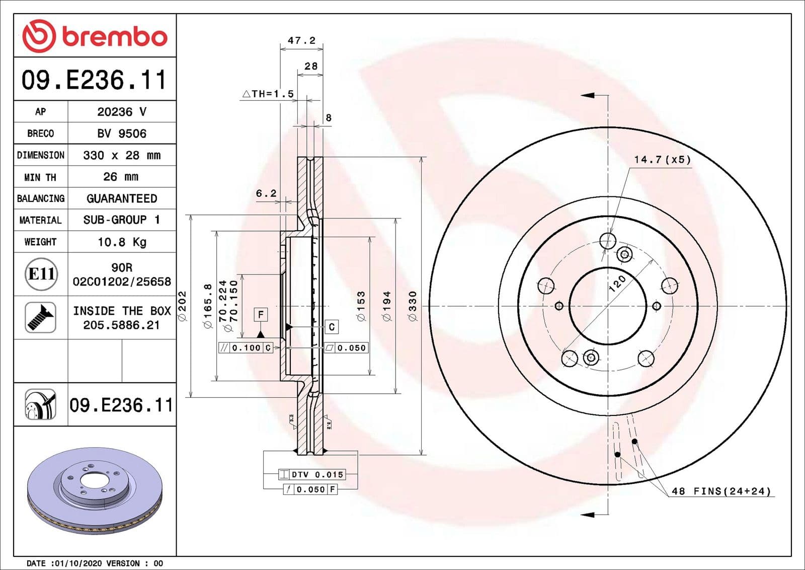 09e23611 Brembo Тормозной диск