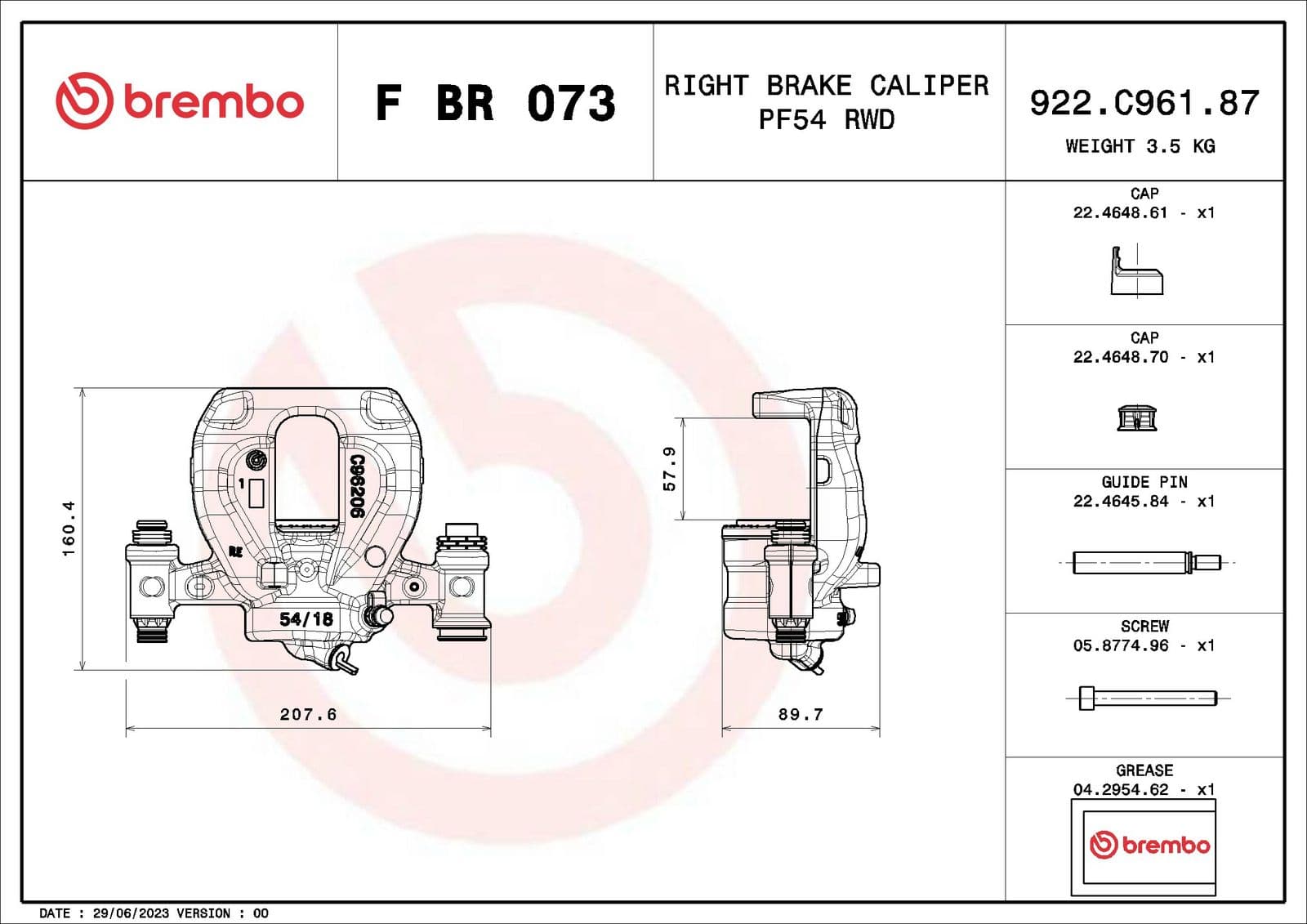 fbr073 Brembo Гальмівний супорт для Mercedes Sprinter