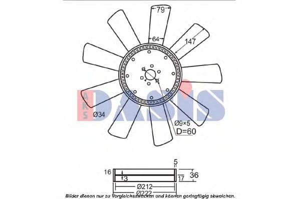 138098N Aks Dasis Крильчатка вентилятора системи охолодження двигуна