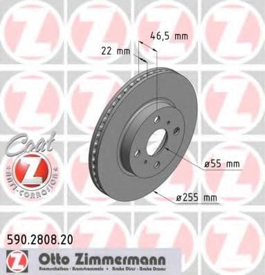 590.2808.20 Zimmermann Тормозной диск для Toyota Yaris