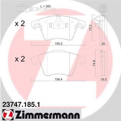 23747.185.1 Zimmermann Гальмівні колодки для Volkswagen Touareg