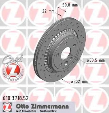 610.3718.52 Zimmermann Гальмівний диск для Volvo XC60