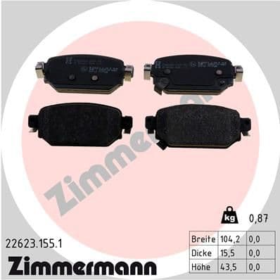 226231551 Zimmermann Гальмівні колодки для Mazda 3