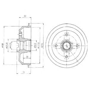 BF107 Delphi Гальмівний барабан для Ford Fiesta