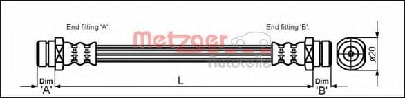 4113312 Metzger Тормозной шланг для Mitsubishi Pajero