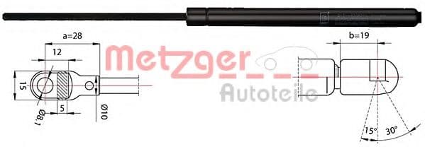 2110388 Metzger Газовий упор багажника для Volkswagen Transporter