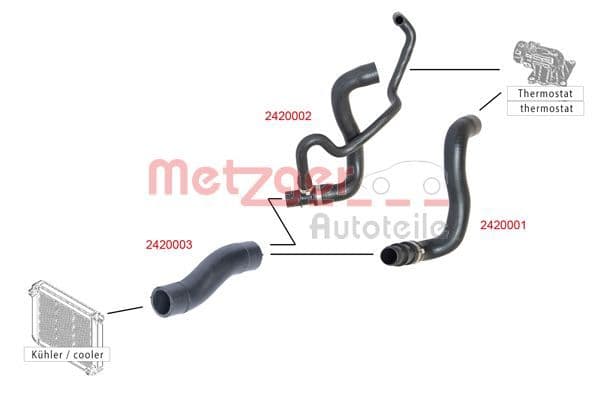 2420001 Metzger Патрубок радиатора системы охлаждения двигателя