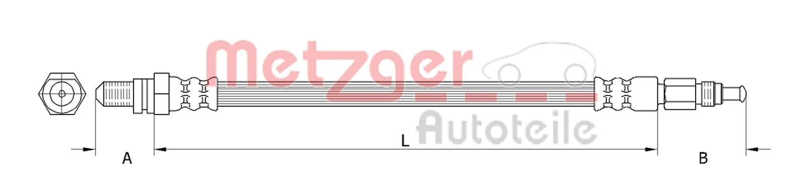 4110189 Metzger Тормозной шланг для Ford Ka