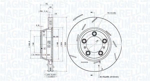360406218101 Magneti Marelli Гальмівний диск для Porsche Panamera