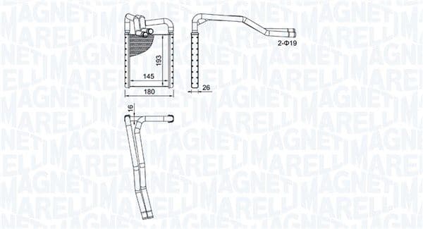 350218508000 Magneti Marelli Радіатор пічки для Hyundai i20