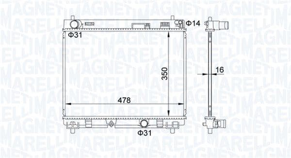 350213208200 Magneti Marelli Радіатор охолодження двигуна для Toyota Yaris