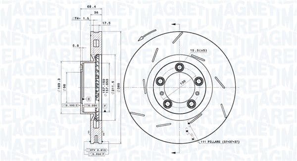 360406163001 Magneti Marelli Гальмівний диск для Porsche Panamera