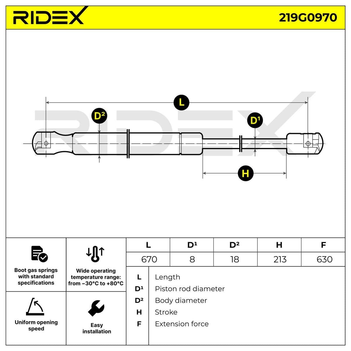 219g0970 RIDEX Газовый упор багажника