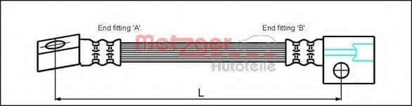 4112811 Metzger Гальмівний шланг для Opel Kadett