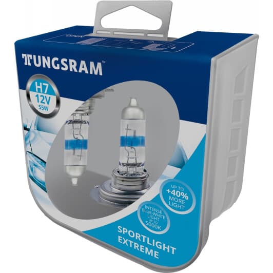 Автолампа Tungsram Sportlight Extreme H7 PX26d 55 W прозрачно-голубая 58520SUP2PL