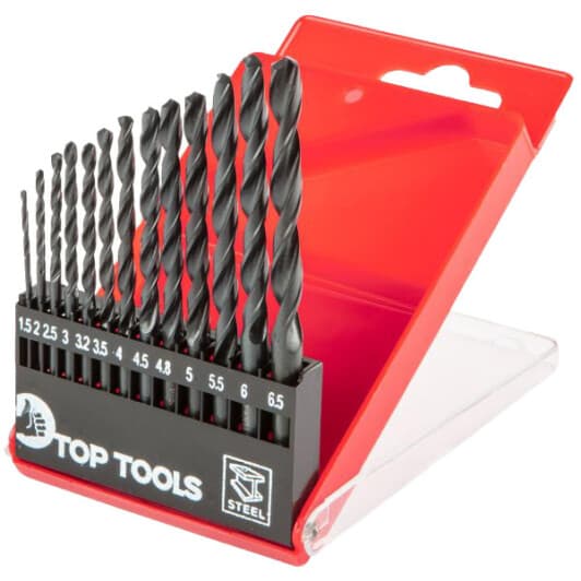 Набір свердл Top Tools спіральних по металу 60H713 1.5-6.5 мм 13 шт.
