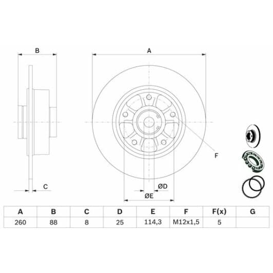 0 986 479 C87 Bosch Тормозной диск для Renault Megane