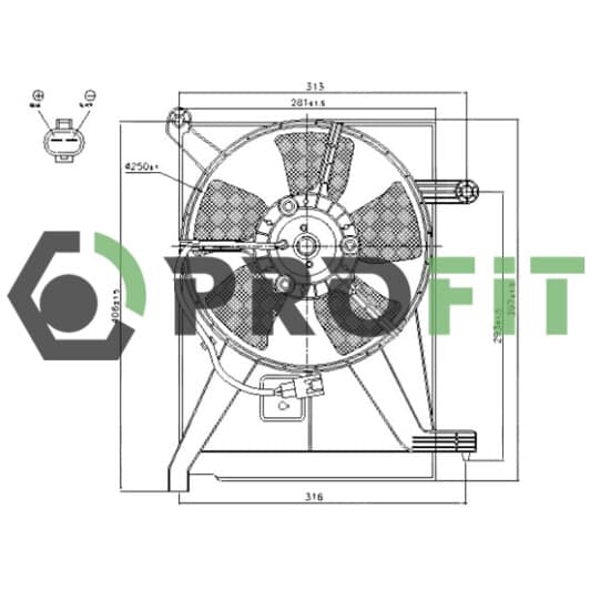 18500024 Profit Вентилятор системы охлаждения двигателя для Daewoo Lanos