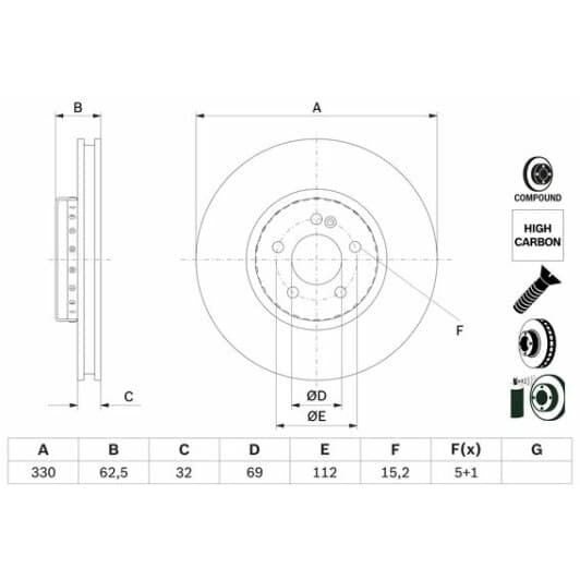 0986479h48 Bosch Гальмівний диск