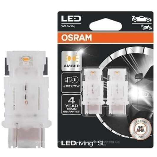 Автолампа Osram LEDriving P27/7W W2,5x16q 1,9 W жовта 3157DYP-02B