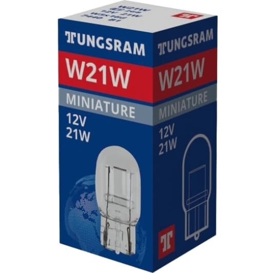 Автолампа Tungsram Standard W21W W3x16d 21 W прозрачная 74401k