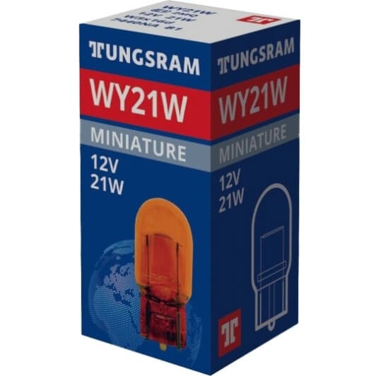 Автолампа Tungsram Standard WY21W W3x16d 21 W оранжевая 7440NA1K