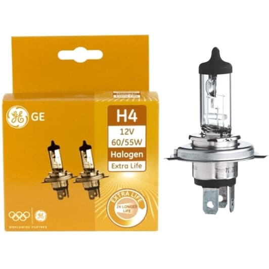 Автолампа General Electric Extra Life H4 P43t 60 W прозрачная 50440DPU