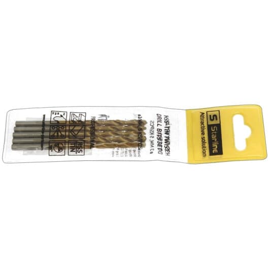 Набор сверл Starline спиральных по металлу GVVT3MM 3 мм 5 шт.