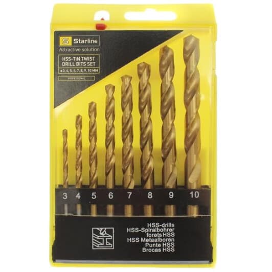 Набор сверл Starline спиральных по металлу GVHSS8TIN 3-10 мм 8 шт.