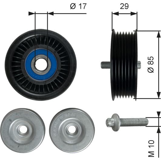 T36765 Gates Обводной ролик поликлинового ремня
