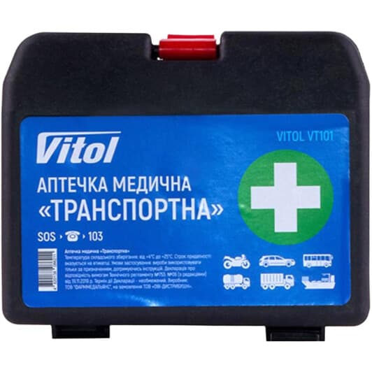 Аптечка автомобільна Vitol Транспортна в жорсткому чохлі VT101