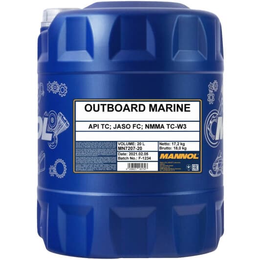 Mannol Outboard Marine, 20 л (MN7207-20) моторное масло 2T