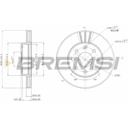 cd7279v Bremsi Тормозной диск