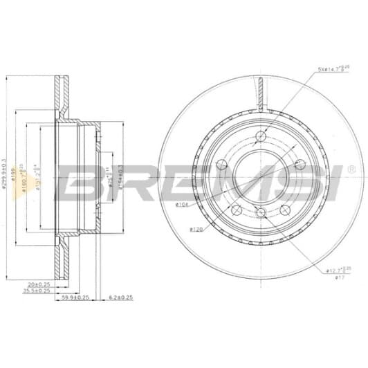 cd7549v Bremsi Тормозной диск