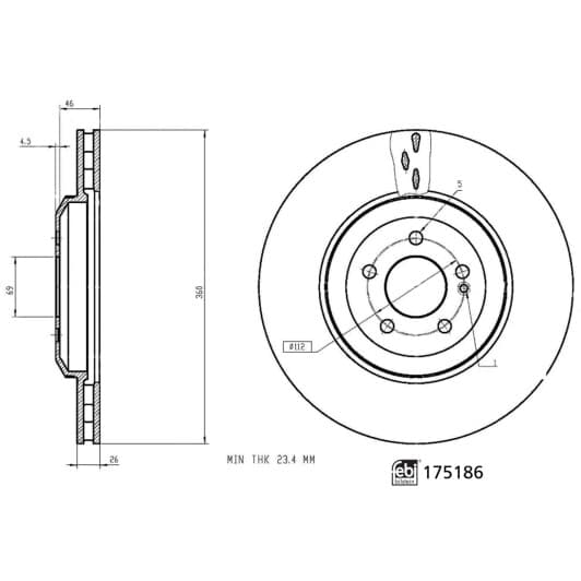 175186 Febi Гальмівний диск