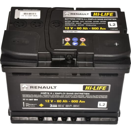 Аккумулятор Renault / Dacia 6 CT-60-R L2 7711947964