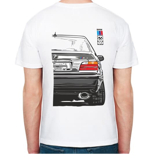 Футболка мужская Avtolife классическая BMW E36 MotorSport White белая принт сзади