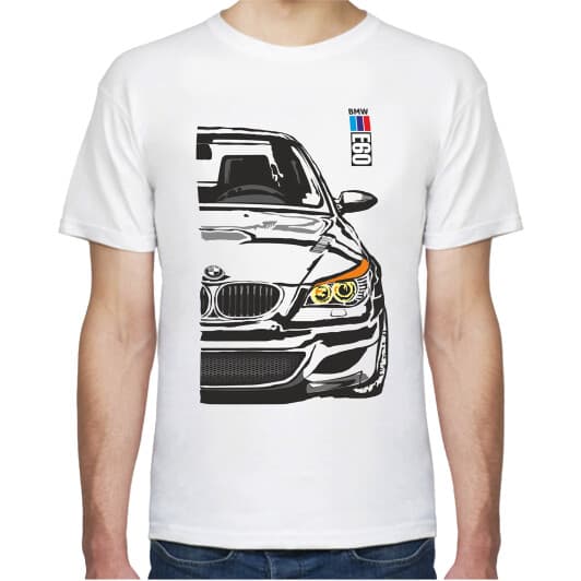 Футболка мужская Avtolife классическая BMW E60 MotorSport White белая принт спереди